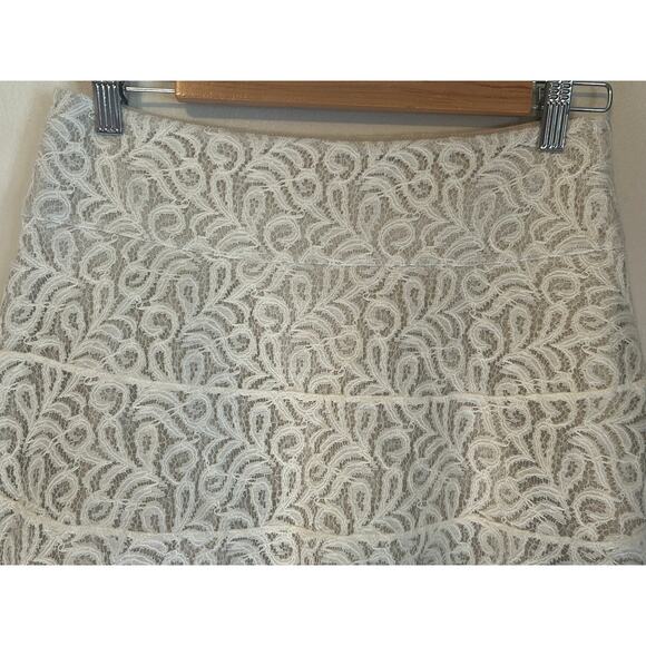 Express Size 4 High Wasted Off White Ivory Color Laced Lined Mini Skirt - Picture 9 of 11